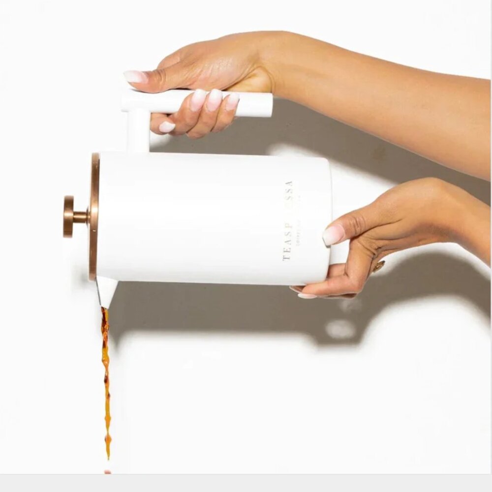 Teaspressa Matte White and Brushed Rose French Press NEW